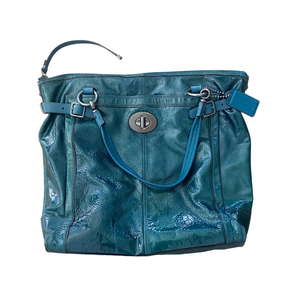 COACH Patent Leather Tote - Teal (Large)